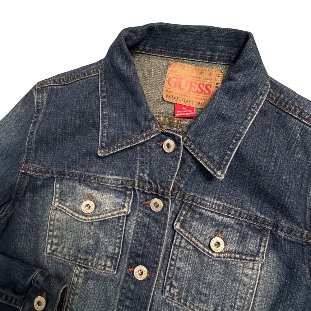 Vintage 90s Guess Denim Jacket Authentic Original Jeans Classic Trucker Size M - Picture 2 of 12